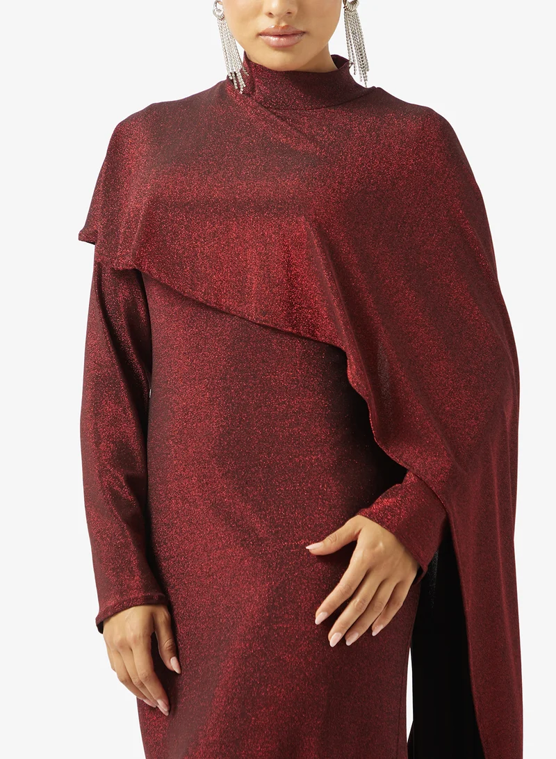 Khizana  Dress With Aysmmetric Cape for Women | Best Price UAE